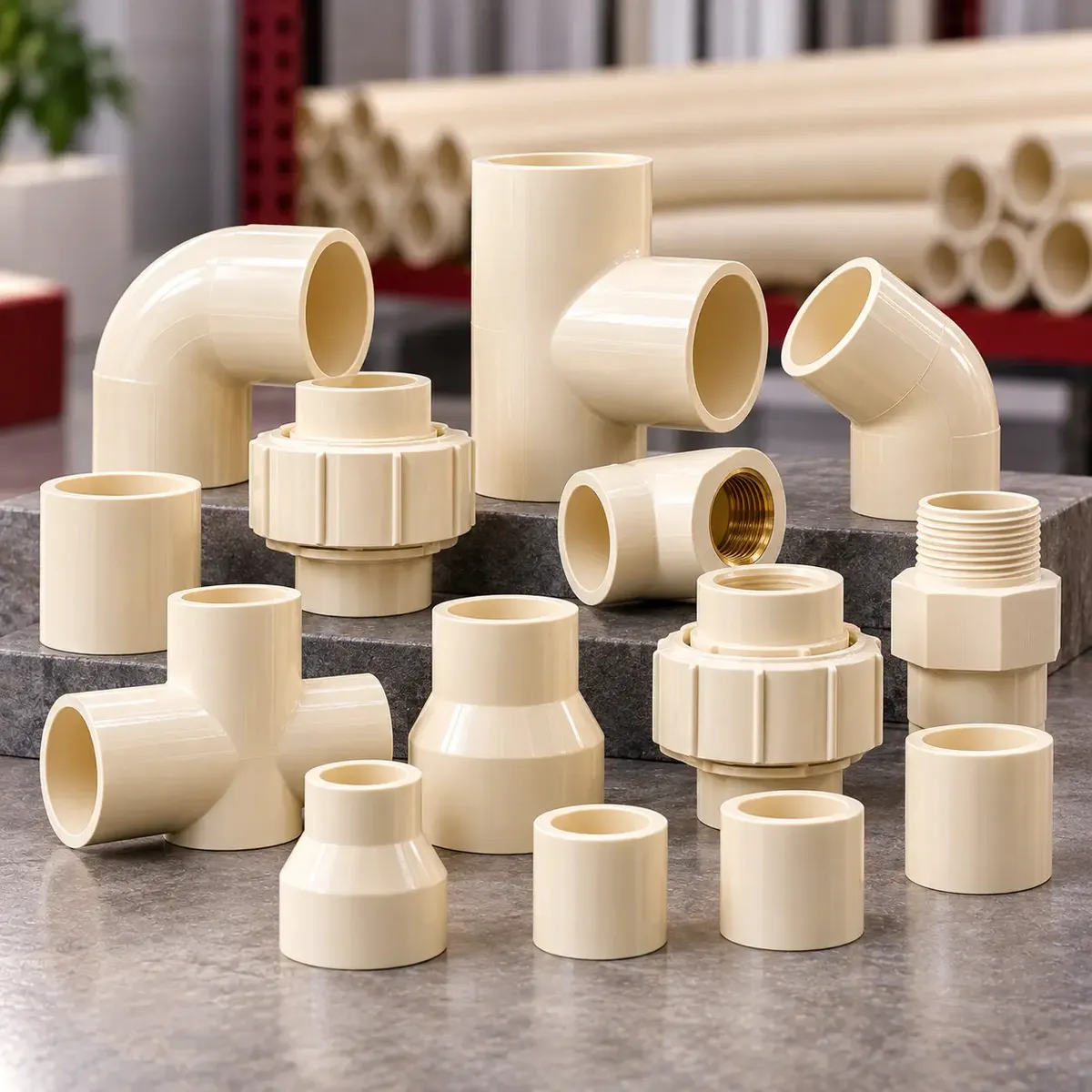 Assorted CPVC pipe fittings