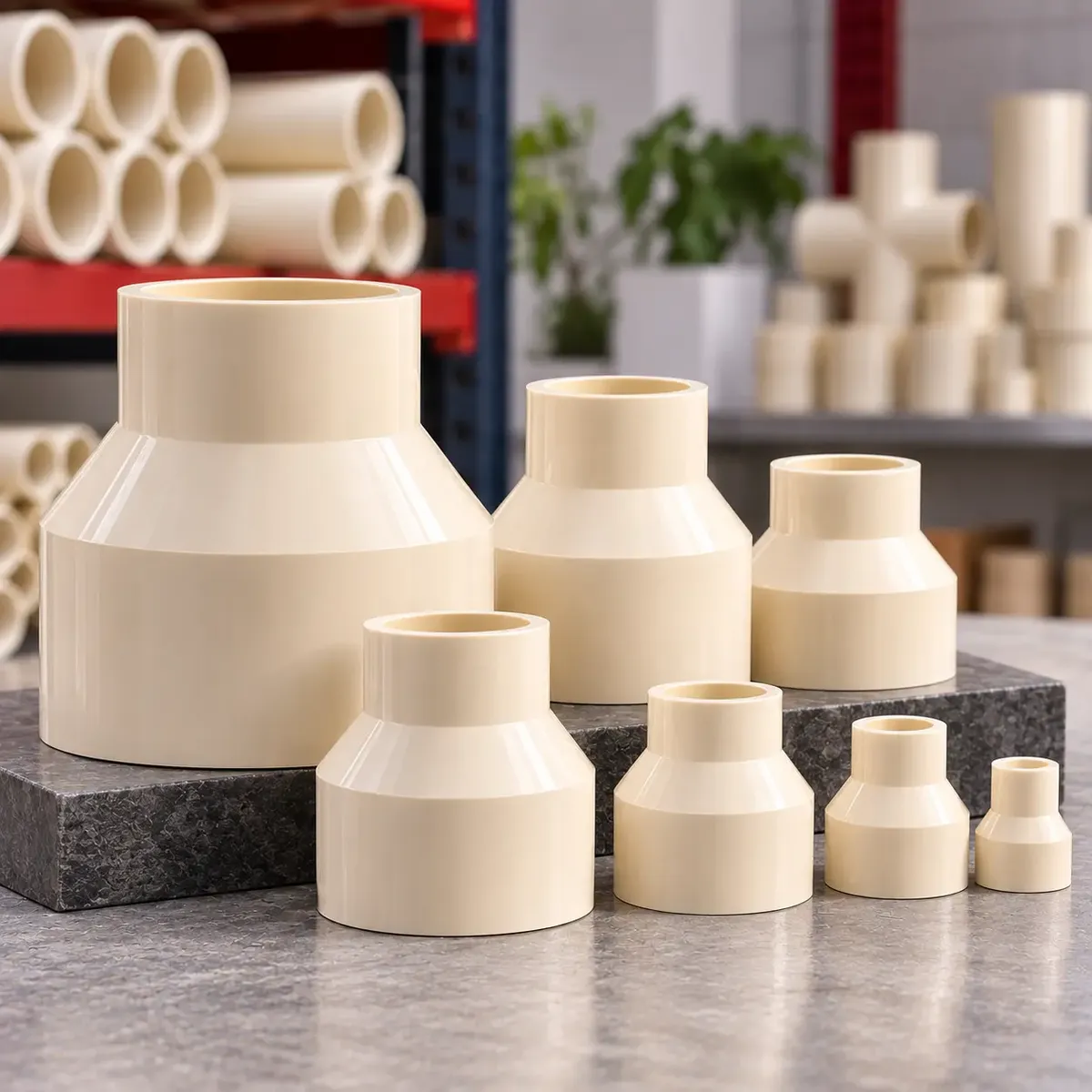 CPVC reducers used to join different pipe sizes