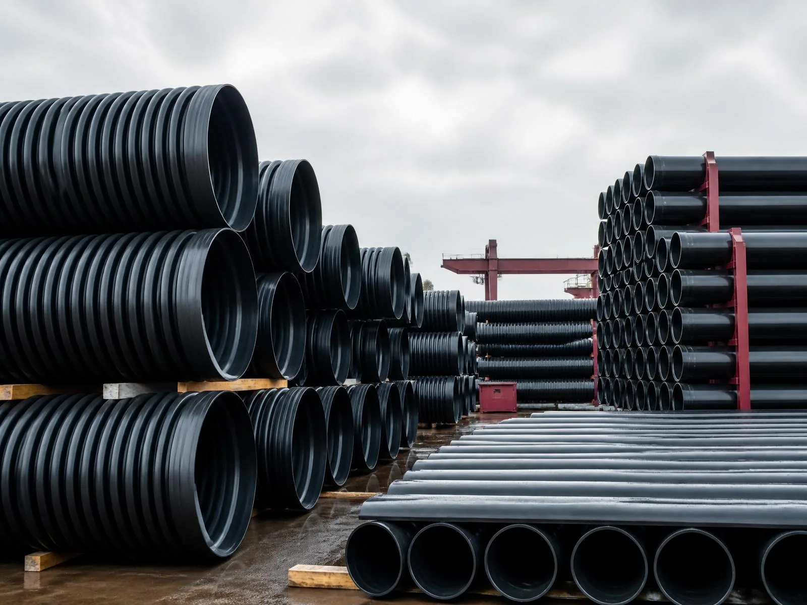 DWC and HDPE pipes prepared for infrastructure supply